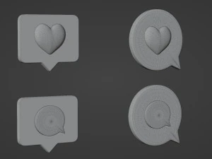 Bubble Notification Icon Set 3D Model