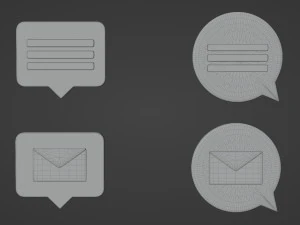 Bubble Notification Icon Set 3D Model