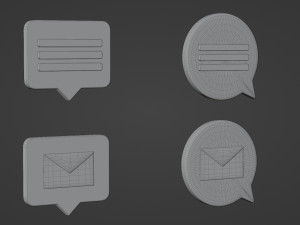 Bubble Notification Icon Set 3D Model