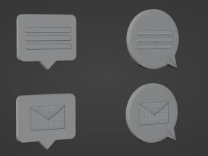 Bubble Notification Icon Set 3D Model