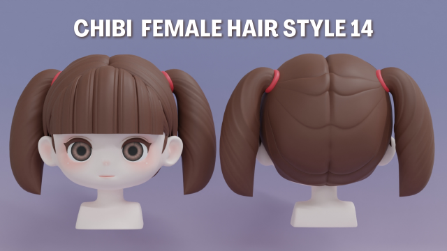 Female Hair Style 14 3D Model .c4d .max .obj .3ds .fbx .stl .blend 