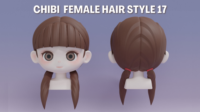Female Hair Style 17 3D Модель .c4d .max .obj .3ds .fbx .stl .blend