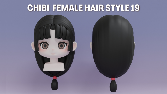 Female Hair Style 19 3D Model .c4d .max .obj .3ds .fbx .stl .blend 