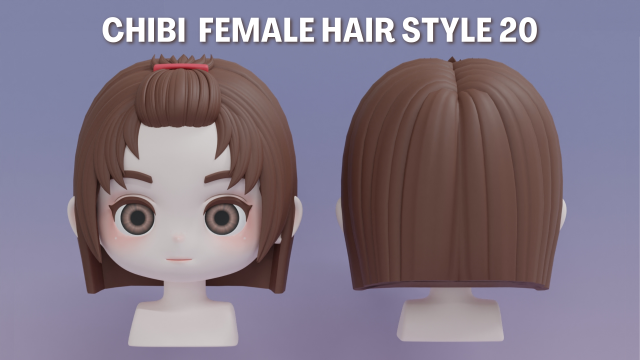 Female Hair Style 20 3D 模型 .c4d .max .obj .3ds .fbx .stl .blend 