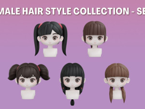 Female Hair Style Set 01 3D Model