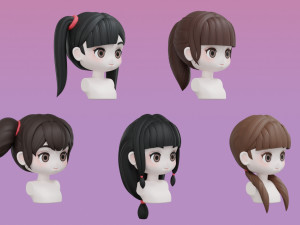 Female Hair Style Set 01 Model 3D