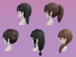 Female Hair Style Set 01 Model 3D