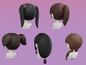 Female Hair Style Set 01 Model 3D