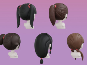Female Hair Style Set 01 Model 3D