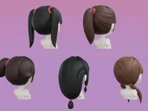 Female Hair Style Set 01 3D Model
