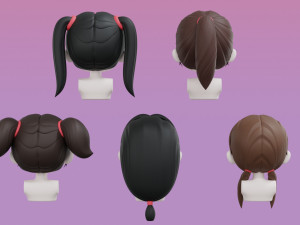 Female Hair Style Set 01 Model 3D