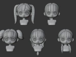 Female Hair Style Set 01 Model 3D