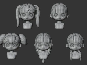 Female Hair Style Set 01 3D Model