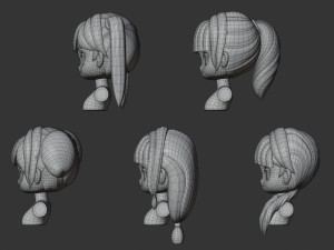 Female Hair Style Set 01 Model 3D