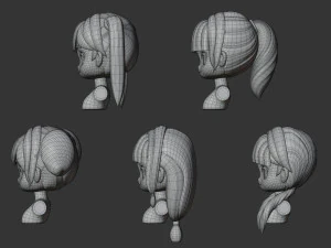 Female Hair Style Set 01 3D Model