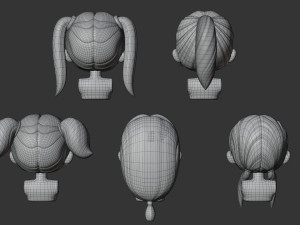Female Hair Style Set 01 Model 3D