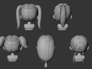 Female Hair Style Set 01 3D Model