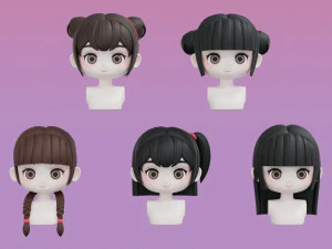 Female Hair Style Set 02 3D Model