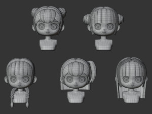 Female Hair Style Set 02 3D Model