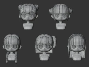 Female Hair Style Set 02 3D Model