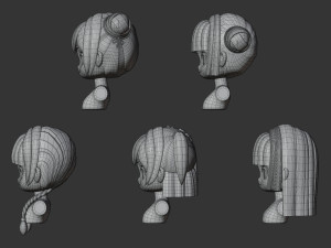 Female Hair Style Set 02 3D Model
