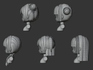 Female Hair Style Set 02 3D Model
