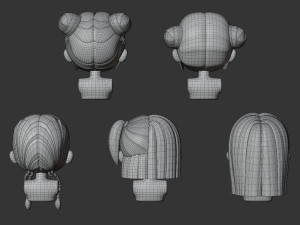 Female Hair Style Set 02 3D Model