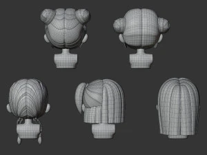 Female Hair Style Set 02 3D Model