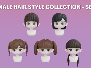 Female Hair Style Set 03 3D Model