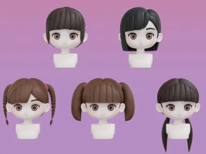 Female Hair Style Set 03 3D Model