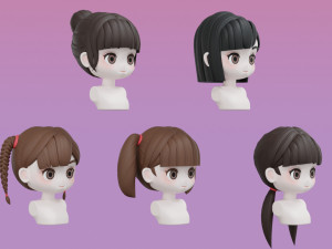Female Hair Style Set 03 3D मॉडल