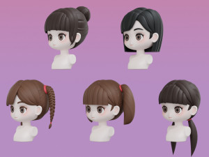 Female Hair Style Set 03 3D मॉडल