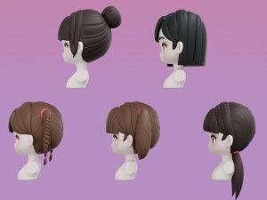 Female Hair Style Set 03 3D मॉडल