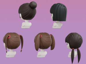 Female Hair Style Set 03 3D मॉडल