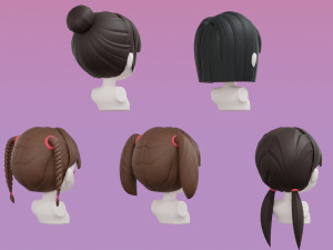 Female Hair Style Set 03 3D मॉडल