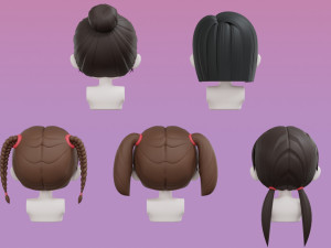 Female Hair Style Set 03 3D मॉडल