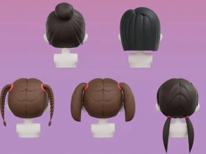 Female Hair Style Set 03 3D Model