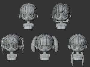 Female Hair Style Set 03 3D Model