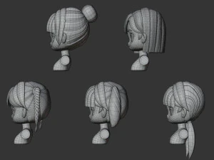 Female Hair Style Set 03 3D Model