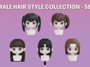 Female Hair Style Set 04 3D Model
