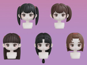 Female Hair Style Set 04 3D Модель