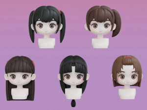 Female Hair Style Set 04 3D Model