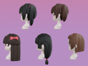 Female Hair Style Set 04 3D Модель