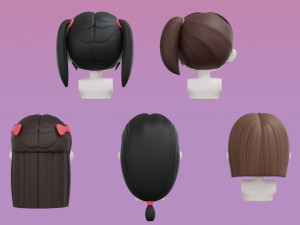 Female Hair Style Set 04 3D Модель