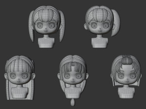 Female Hair Style Set 04 3D Модель