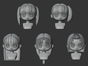 Female Hair Style Set 04 3D Model