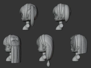 Female Hair Style Set 04 3D Model