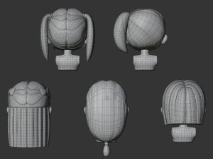 Female Hair Style Set 04 3D Model