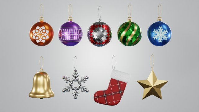 Christmas Ornaments 3D-Modell .c4d .max .obj .3ds .fbx .stl .blend 