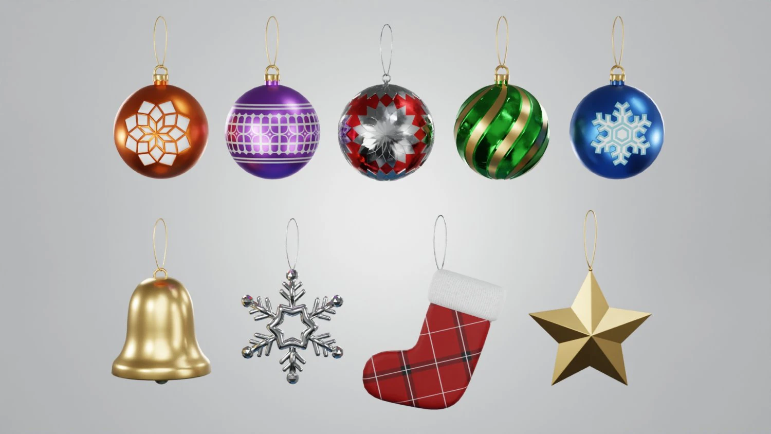 Christmas Ornaments 3D Model .c4d .max .obj .3ds .fbx .stl .blend